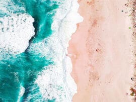 Aerial shot of beach and ocean