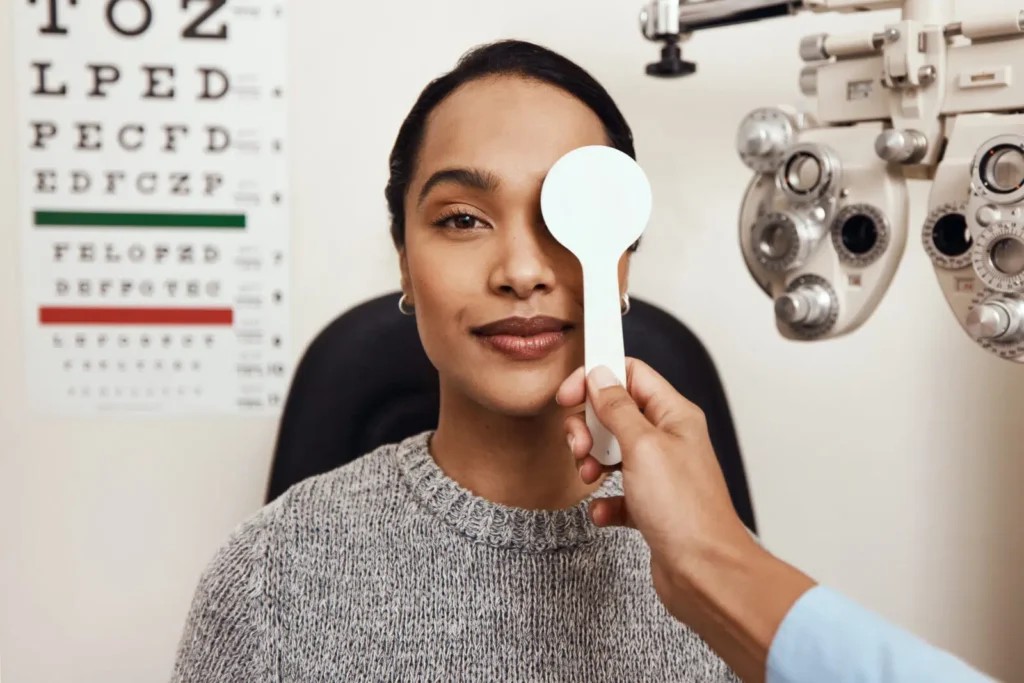 woman getting a eye exam