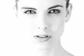 female model face in black and white