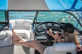 woman relaxing on boat